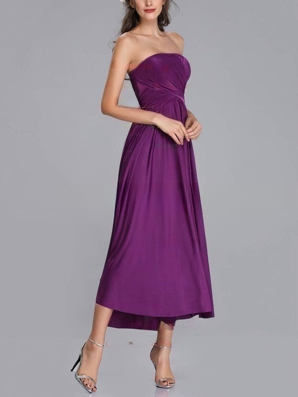 A-Line Straight Jersey Tea-Length Bridesmaid Dresses