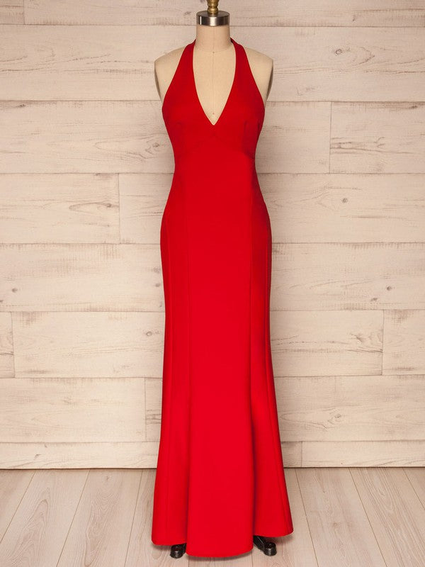 A-line V-neck Stretch Crepe Floor-length Bridesmaid Dresses