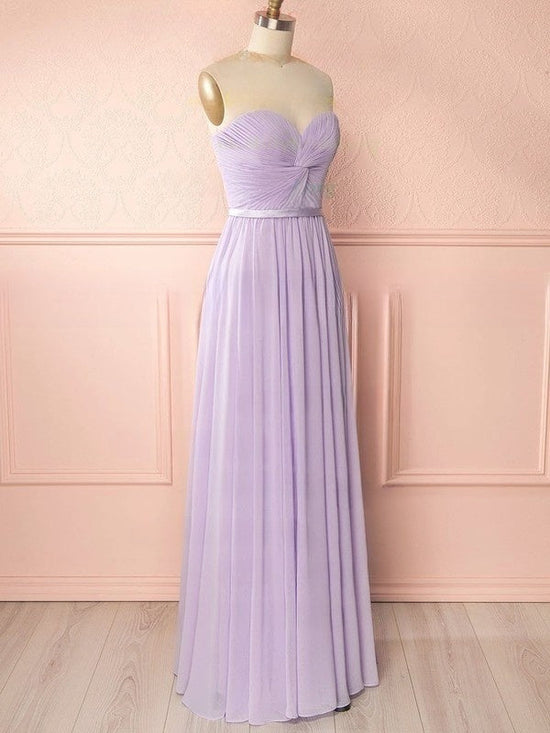 A-line Sweetheart Chiffon Floor-length Bridesmaid Dresses with Sashes / Ribbons