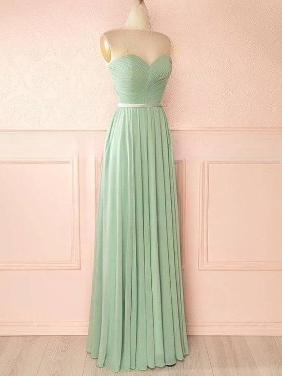 A-Line Sweetheart Chiffon Floor-Length Bridesmaid Dresses with Sashes and Ribbons