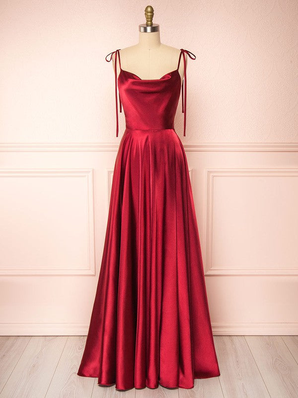 Stunning A-Line Cowl Neck Bridesmaid Dresses with Split Front and Sweep Train