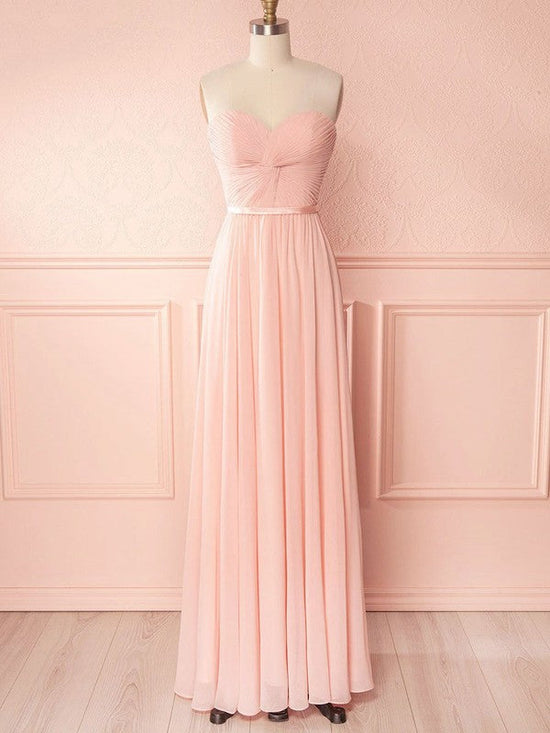 A-line Sweetheart Chiffon Floor-length Bridesmaid Dresses with Sashes / Ribbons