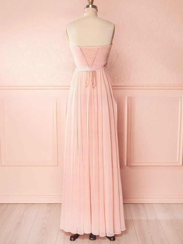 A-line Sweetheart Chiffon Floor-length Bridesmaid Dresses with Sashes / Ribbons