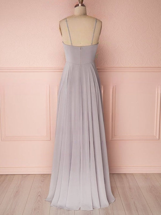 A-Line V-Neck Chiffon Floor-Length Ruffles Bridesmaid Dress