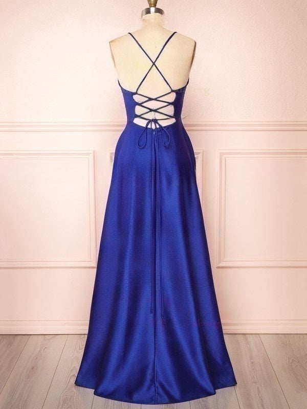 A-line V-neck Silk-like Satin Floor-length Bridesmaid Dresses