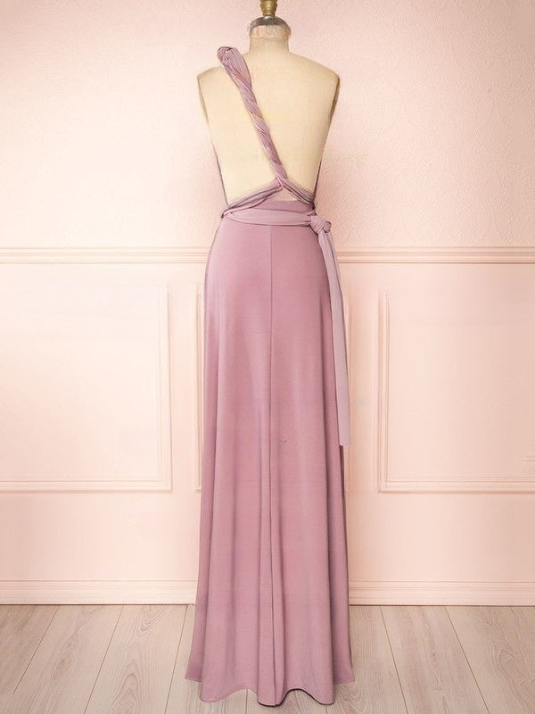 A-Line One Shoulder Floor-Length Bridesmaid Dresses with Sashes/Ribbons