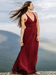 A-Line V-Neck Chiffon Sweep Train Mother of the Bride Dress