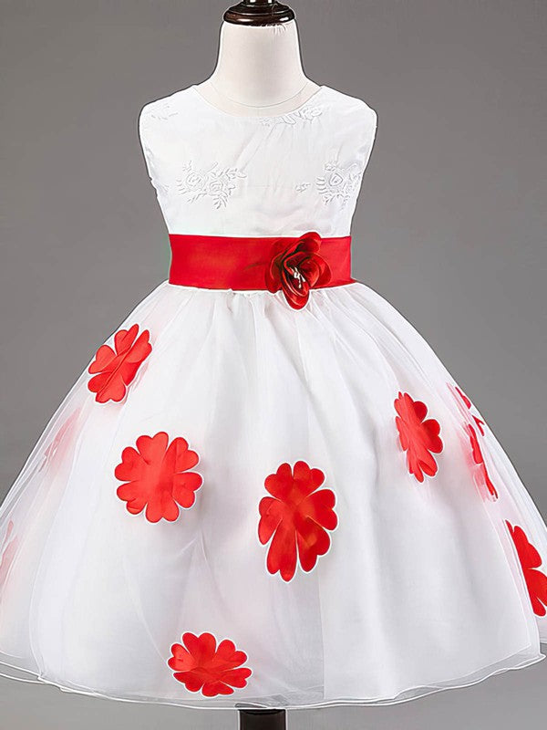 Gorgeous Flower Girl Dress with Scoop Neck & Organza Sashes/Ribbons