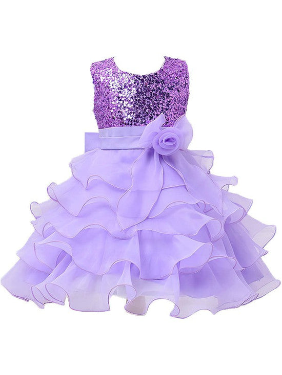Discounted A-line Scoop Neck Organza Bow Tea-length Flower Girl Dresses