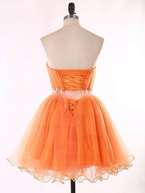 A-line Sweetheart Organza Prom Dresses with Beading