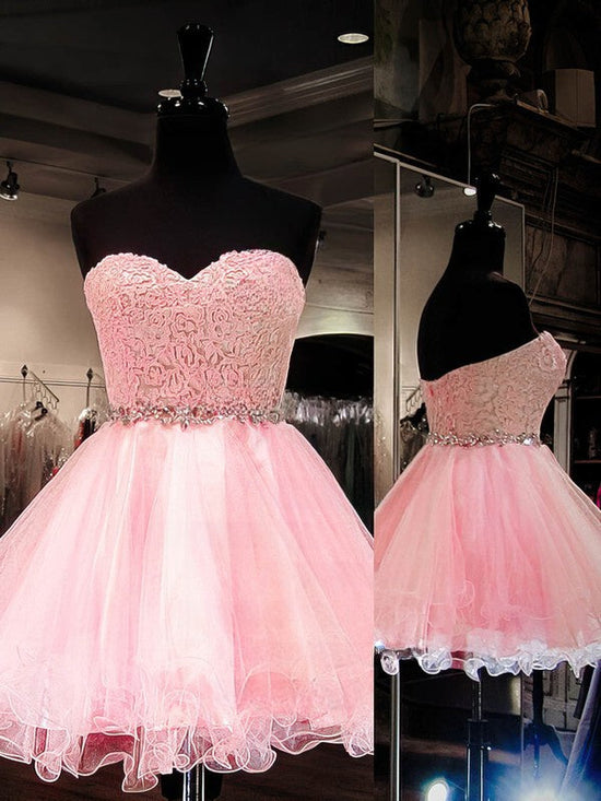 Beautiful Beaded Sweetheart Tulle Ball Gown Prom Dress