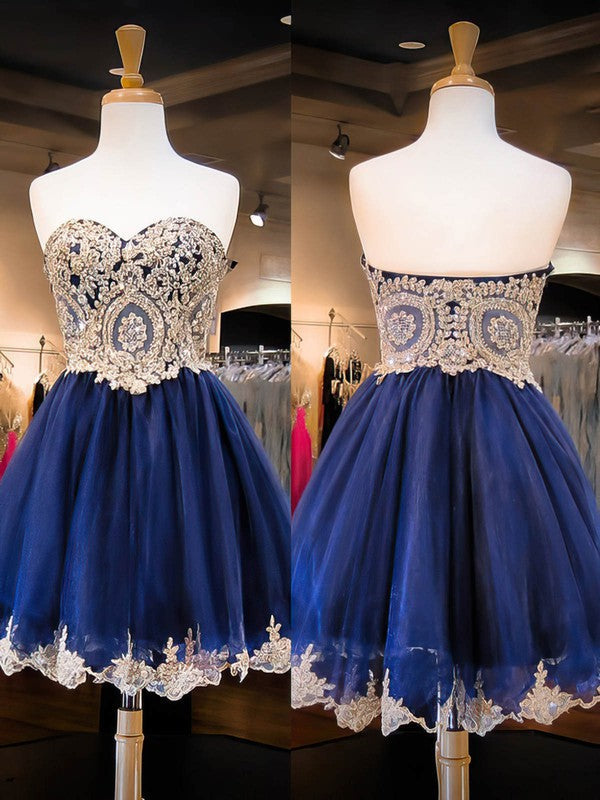 Short/Mini Sweetheart Organza Prom Dresses with Beading - Inexpensive