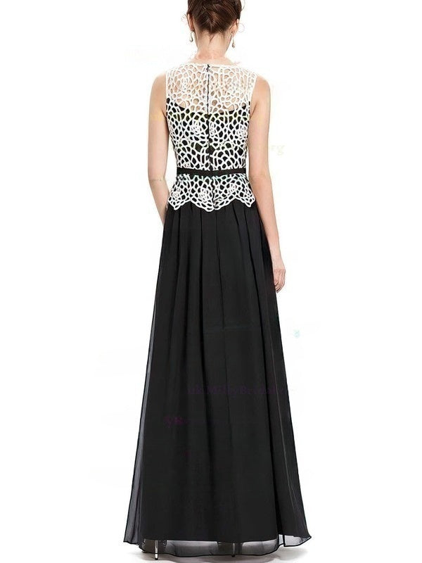A-line Scoop Neck Chiffon Lace Prom Dresses for Special Occasions