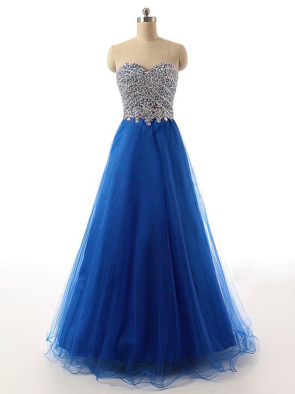 Princess Sweetheart Floor-length Tulle Prom Dress with Crystal Detailing