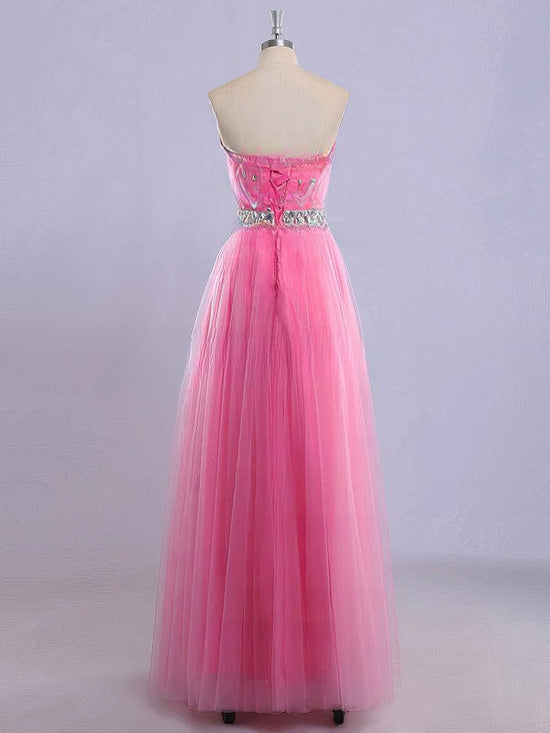 Princess Sweetheart Floor-length Tulle Prom Dresses with Crystal Detailing