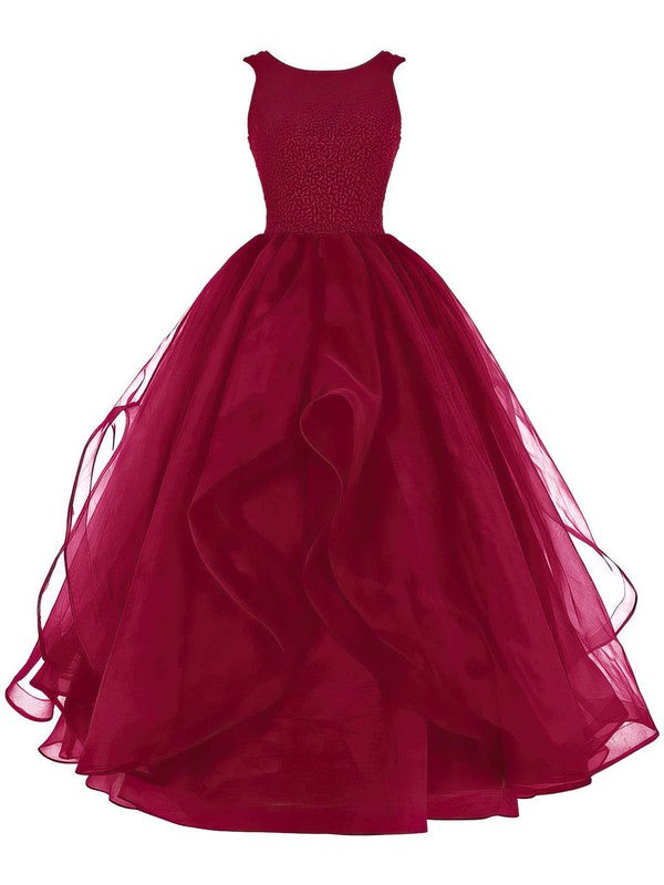 Stunning Prom Dress - Scoop Neck Organza Beading Ball Gown