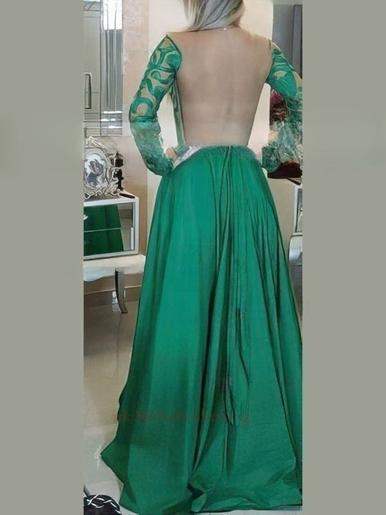 Gorgeous A-line Scoop Neck Chiffon Floor-length Beading Prom Dresses