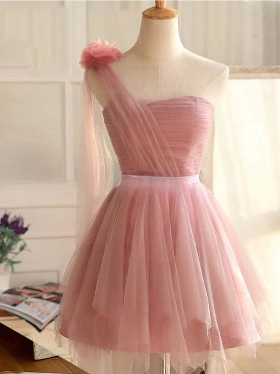 One Shoulder Tulle Short Prom Dress for Princesses