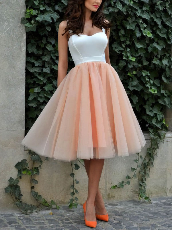 Gorgeous A-line Sweetheart Tulle Tea-length Prom Dress