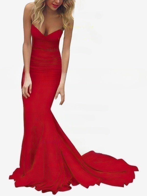 Trumpet/Mermaid Sweetheart Jersey Prom Dress with Sweep Train