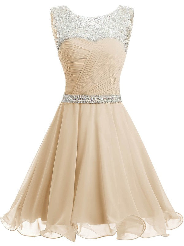 Short A-Line Sweetheart Chiffon Prom Dress with Beading