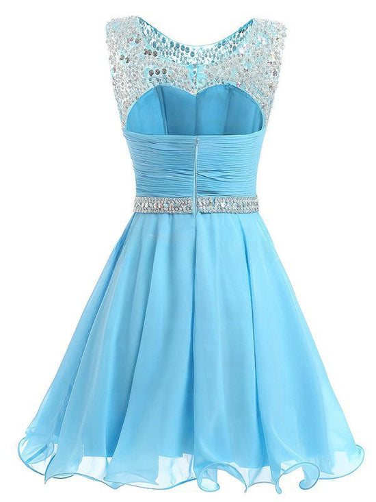 Short A-Line Sweetheart Chiffon Prom Dress with Beading