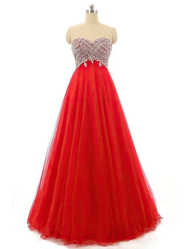 Empire Sweetheart Tulle Floor-length Sequins Prom Dress