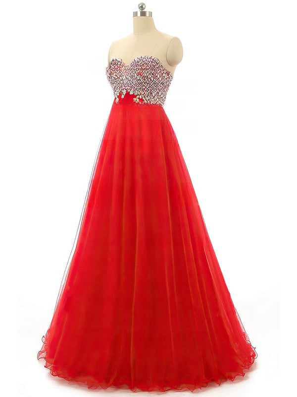 Empire Sweetheart Tulle Floor-length Sequins Prom Dress
