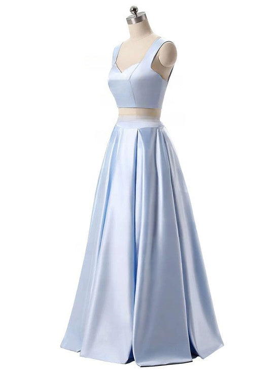 A-line Sweetheart Satin Floor-length Prom Dress