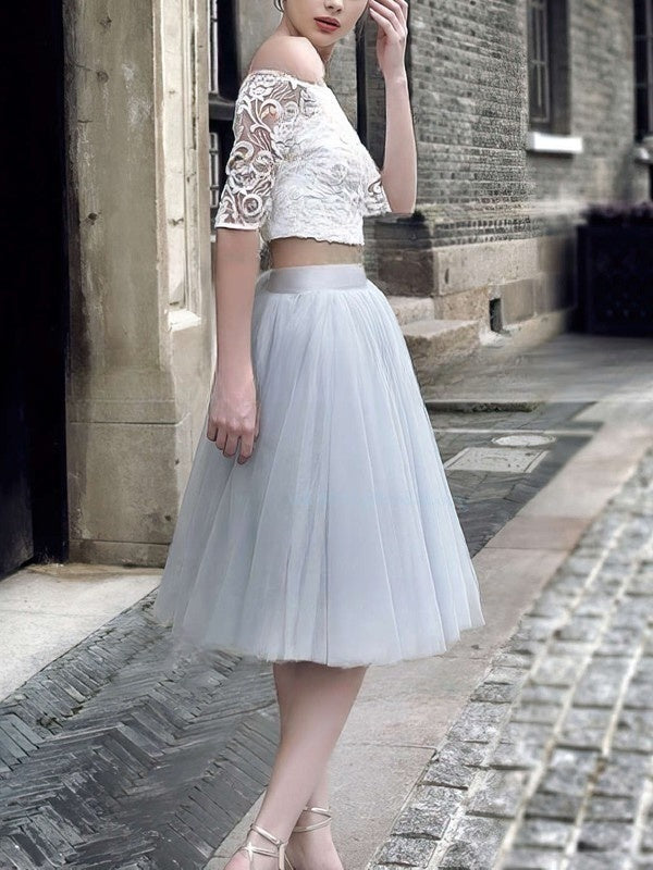 Princess Off-the-shoulder Lace Tulle Prom Dress