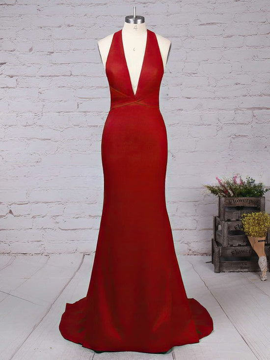 Glamorous V-neck Trumpet/Mermaid Prom Dress with Sweep Train