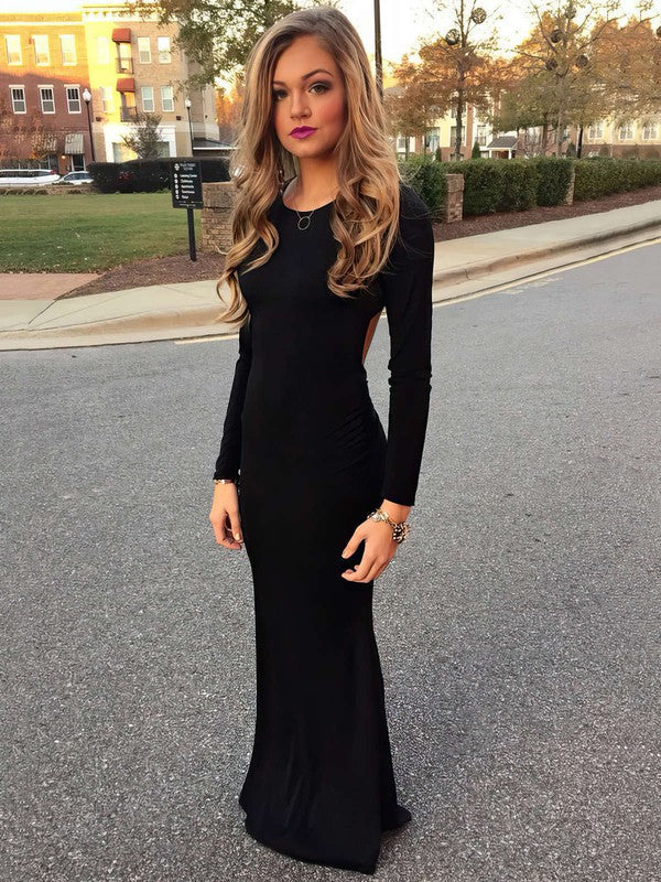 Scoop Neck Jersey Floor-length Prom Dress in Sheath/Column Style