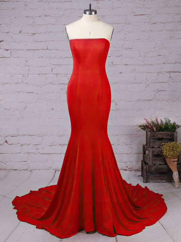 Trumpet/Mermaid Sweetheart Jersey Prom Dresses with Sweep Train