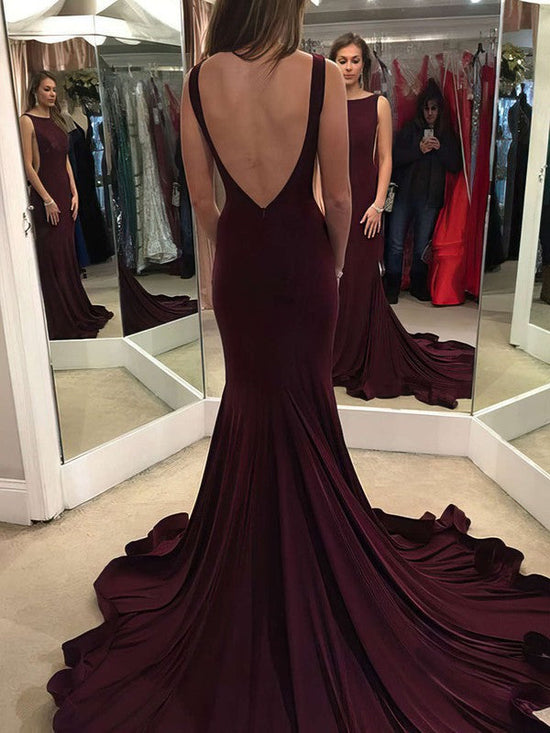 Glamorous Trumpet/Mermaid Scoop Neck Jersey Court Train Prom Dresses