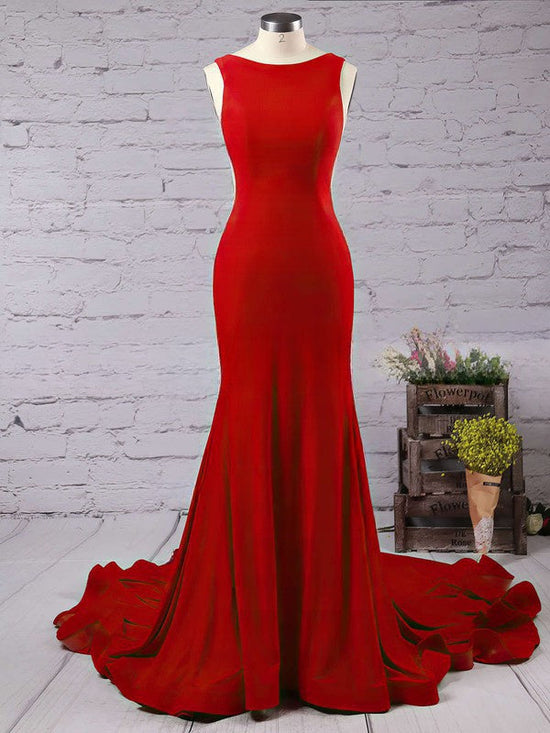 Glamorous Trumpet/Mermaid Scoop Neck Jersey Court Train Prom Dresses