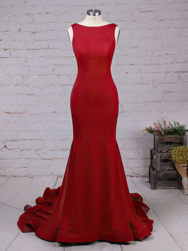 Glamorous Trumpet/Mermaid Scoop Neck Jersey Court Train Prom Dresses