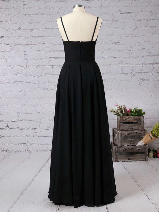 A-line Floor-length Chiffon Prom Dress with Scoop Neck and Split Front