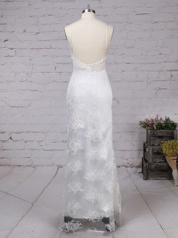 V-neck Lace Appliques Lace Prom Dresses - Sheath/Column Floor-length