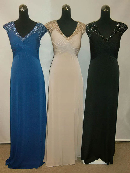 Chiffon Floor-length Prom Dress with Sheath/Column V-neck and Criss Cross Design