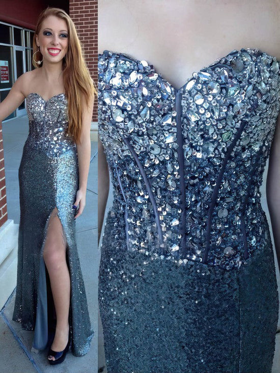 Make a Statement in a Sweetheart Sequined Trumpet/Mermaid Prom Dress