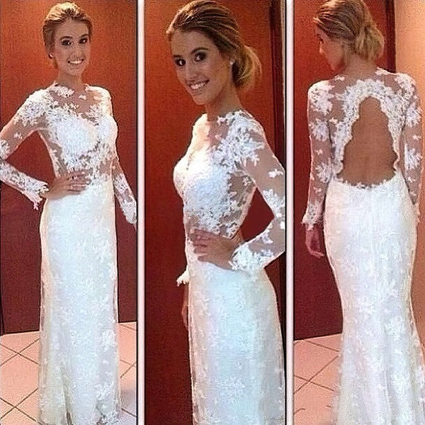 Gorgeous Sheath/Column Prom Dress with Scoop Neck and Lace Appliques