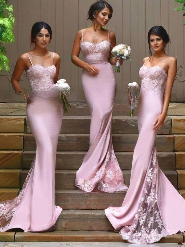 Mermaid Sweep Train Sweetheart Jersey Appliques Lace Prom Dresses by Trumpet