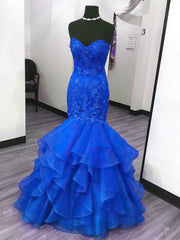 Organza Sweetheart Trumpet/Mermaid Prom Dress with Appliques Lace