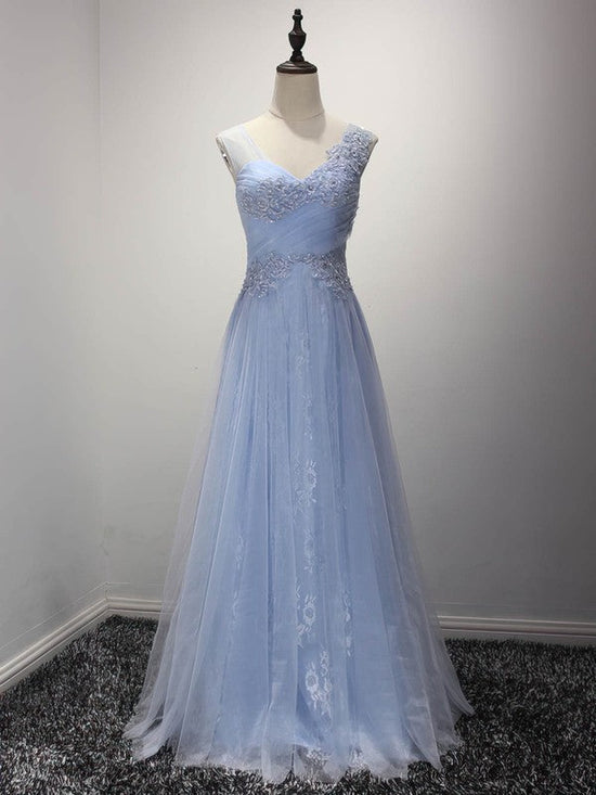 Princess Sweetheart Prom Dresses with Tulle and Appliques Lace