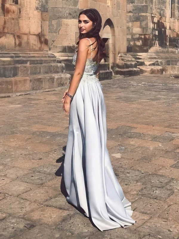 Look Stunning in Sweetheart Satin Sheath/Column Prom Dress with Beading and Sweep Train