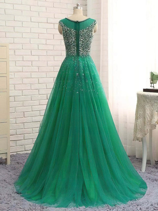 Stunning Ball Gown with Scoop Neck and Beading for Prom