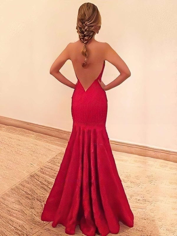 Stunning Strapless Lace Trumpet/Mermaid Prom Dresses