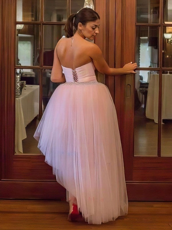 Sweetheart Tulle Asymmetrical Beading Prom Dress for a Ball Gown Look