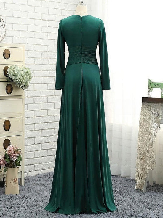 Showstopping A-line Scoop Neck Jersey Floor-length Ruffles Prom Dresses