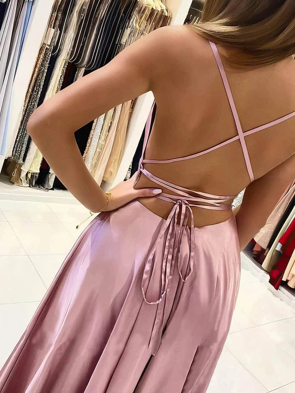 Look Red-Carpet Ready in A-line Square Neckline Satin Prom Dress
